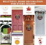 Interchangeable Seasonal Welcome Sign Front Door Decorations, Round Wood Wreath ... - Image 7