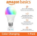 Amazon Basics Smart A19 LED Light Bulb, Color Changing, 9W (60W Equivalent), 800... - Image 3