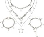 2 Pieces Silver Star Necklace Y2K Jewelry Set Grunge Necklace Kawaii Cute Neckla... - Image 2