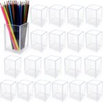 20 Pack Clear Acrylic Pen Holders, Pencil Cups and Makeup Brush Organizers : Dur... - Image 2