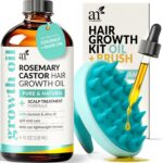Artnaturals Organic Rosemary Castor Hair Oil + Massager Hair Growth Set Hair Gro... - Image 2