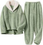 BOSECETA Fluffy Pajamas for Women Set Soft Comfy Fleece Pjs Pullover Pants Loose... - Image 2