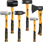 ELEAD 6-Piece Mallet Hammer Set, Fiberglass Handle Forge Steel Head, 32oz Rubber... - Image 2