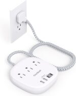 Flat Plug Power Strip, 6ft Ultra Flat Extension Cord - 3 Outlets 4 USB Ports (2 ... - Image 2