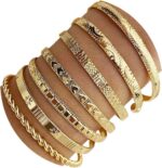 IFKM Gold Bangles Bracelets for Women Girls 14k Gold Plated Multi Layer Stackabl... - Image 2