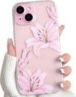 NITITOP Compatible with iPhone 15 Case Clear Cute Butterfly Lily Flower Floral P... - Image 2
