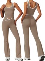 OLCHEE Womens Workout Sets 2 Piece Gym Yoga Outfits Crossover Flare Leggings Cro... - Image 2