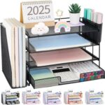 OPNICE Desk Organizer, 4-Tier Desktop File Organizer with Drawer and 2 Pen Holde... - Image 2