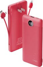 Portable Charger Built-in Cables and AC Wall Plug, VRURC USB C Power Bank 10000m... - Image 2