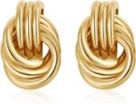 SHERLOVE Trendy Gold Plated Knot Earrings for Women Chunky Statement Drop Dangle... - Image 2