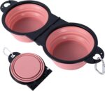SLSON Collapsible Dog Dual Bowls Reinforced Rim 180 Degrees Flip Over Foldable D... - Image 2