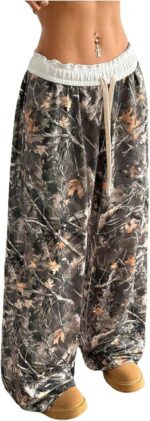 SOLY HUX Women's Camo Pants Wide Leg Baggy Sweatpants Elastic Waist Drawstring L... - Image 2