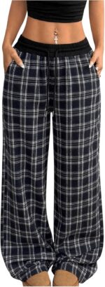 SOLY HUX Women's Plaid Checkered Pants Flannel Pajama Pants Lounge Wide Leg Bagg... - Image 2