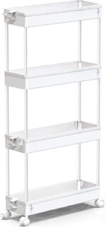 SPACEKEEPER Slim Rolling Storage Cart 4 Tier Bathroom Organizer Mobile Shelving ... - Image 2