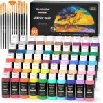 Shuttle Art Acrylic Paint, 50 Colors Acrylic Paint Set, 2oz/60ml Bottles, Rich P... - Image 2