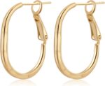 ToHeart 14k Gold Hoop Earrings for Womens Rectangle Hoop Earrings Gold Plated Sm... - Image 2