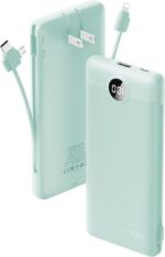 VRURC Portable Charger Built-in Cables and AC Wall Plug, USB C Power Bank 10000m... - Image 2