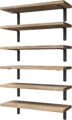 WOPITUES Wood Floating Shelves Set of 6, Shelves for Wall Decor, Farmhouse Shelf... - Image 2