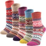 YZKKE 5Pack Womens Vintage Winter Soft Warm Thick Cold Knit Wool Crew Socks, Mul... - Image 2