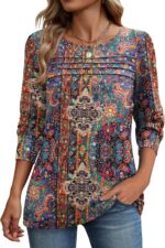 Zeagoo Long Sleeve Shirts for Women Casual Fall Fashion Crewneck Pleated Tunic T... - Image 2