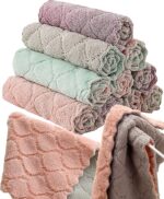 12 Pack Kitchen Towels Quick Dry Washcloths, Coral Velvet Dishtowels Multipurpos... - Image 2