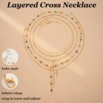 FAXHION 5PCS 14k Gold Plated Cross Necklaces for Women, Pendant Stacked Layered ... - Image 7