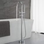 Freestanding Bathtub Faucet Tub Filler Faucets Chrome Floor Mounted Brass Bathro... - Image 4
