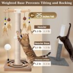 PAROTO Cat Scratching Post, Sisal Cat Tree Tower Scratcher for Indoor Cats Adult... - Image 3