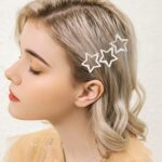 Star Hair Clips 2000s Y2K Snap Hair Barrettes Non Slip Star Hair Accessories Sil... - Image 8