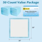 50 Count 36" x 36" Super Absorbency Disposable Underpads - Leakproof Quick Dryin... - Image 8