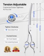 ULG Curved Thinning Dog Shears for Grooming, 7 Inch Professional Curved Thinning... - Image 5