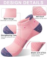 YSense 6 Pairs Womens Ankle Socks Cotton Cushioned Athletic Running Socks with M... - Image 3