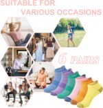 YSense 6 Pairs Womens Ankle Socks Cotton Cushioned Athletic Running Socks with M... - Image 8
