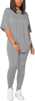 HBQ Women 2 Piece Outfits Summer Sweatsuits Drop Shoulder Tracksuits Biker Short... - Image 3