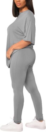 HBQ Women 2 Piece Outfits Summer Sweatsuits Drop Shoulder Tracksuits Biker Short... - Image 4