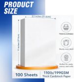 Veritas White Cardstock 8.5 x 11”, 110LB Index/199GSM Heavyweight Card Stock, 10... - Image 3