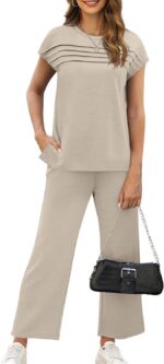 WIHOLL Two Piece Sets for Women Summer Spring Travel Vacation Outfits Cap Sleeve... - Image 3