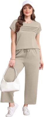 WIHOLL Two Piece Sets for Women Summer Spring Travel Vacation Outfits Cap Sleeve... - Image 4