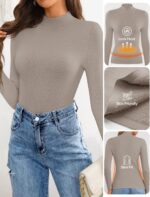 ZESICA Women's Fleece Sherpa Lined Sweater 2026 Winter Thermal Shirts Long Sleev... - Image 3