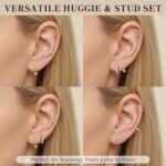 3 Pairs Dainty Small Earrings for Women Trendy, Birthstone Stud Huggie Hoop Jack... - Image 4