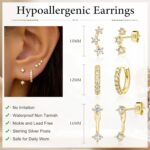 3 Pairs Dainty Small Earrings for Women Trendy, Birthstone Stud Huggie Hoop Jack... - Image 8
