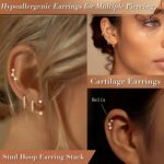 3 Pairs Dainty Small Earrings for Women Trendy, Birthstone Stud Huggie Hoop Jack... - Image 9