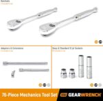 GEARWRENCH 76 Pc. 1/4" & 3/8" Drive 12 Pt. Standard & Deep Mechanics Tool Set, S... - Image 3