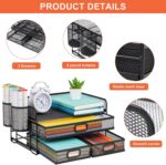 Marbrasse 3 Tier Mesh Desk Organizer with Drawer, Multi-Functional Desk Organize... - Image 4