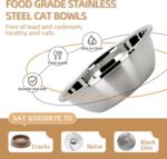 Elevated Cat Bowl, Raised Cat Food and Water Bowl Set for Indoor Cats, Splash Pr... - Image 5