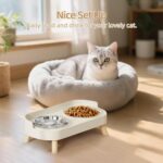 Elevated Cat Bowl, Raised Cat Food and Water Bowl Set for Indoor Cats, Splash Pr... - Image 9