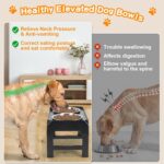 COMESOON Elevated Dog Bowls, 4 Height Adjustable Raised Bowl Stand with 2 Thick ... - Image 4