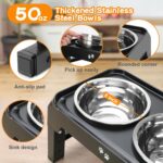 COMESOON Elevated Dog Bowls, 4 Height Adjustable Raised Bowl Stand with 2 Thick ... - Image 5