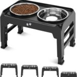 COMESOON Elevated Dog Bowls, 4 Height Adjustable Raised Bowl Stand with 2 Thick ... - Image 10