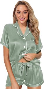 WJing Yi Jia Womens Pajama Sets XS-4XL Silk Satin Pajamas Set Floral 2Pcs Pj Set... - Image 5